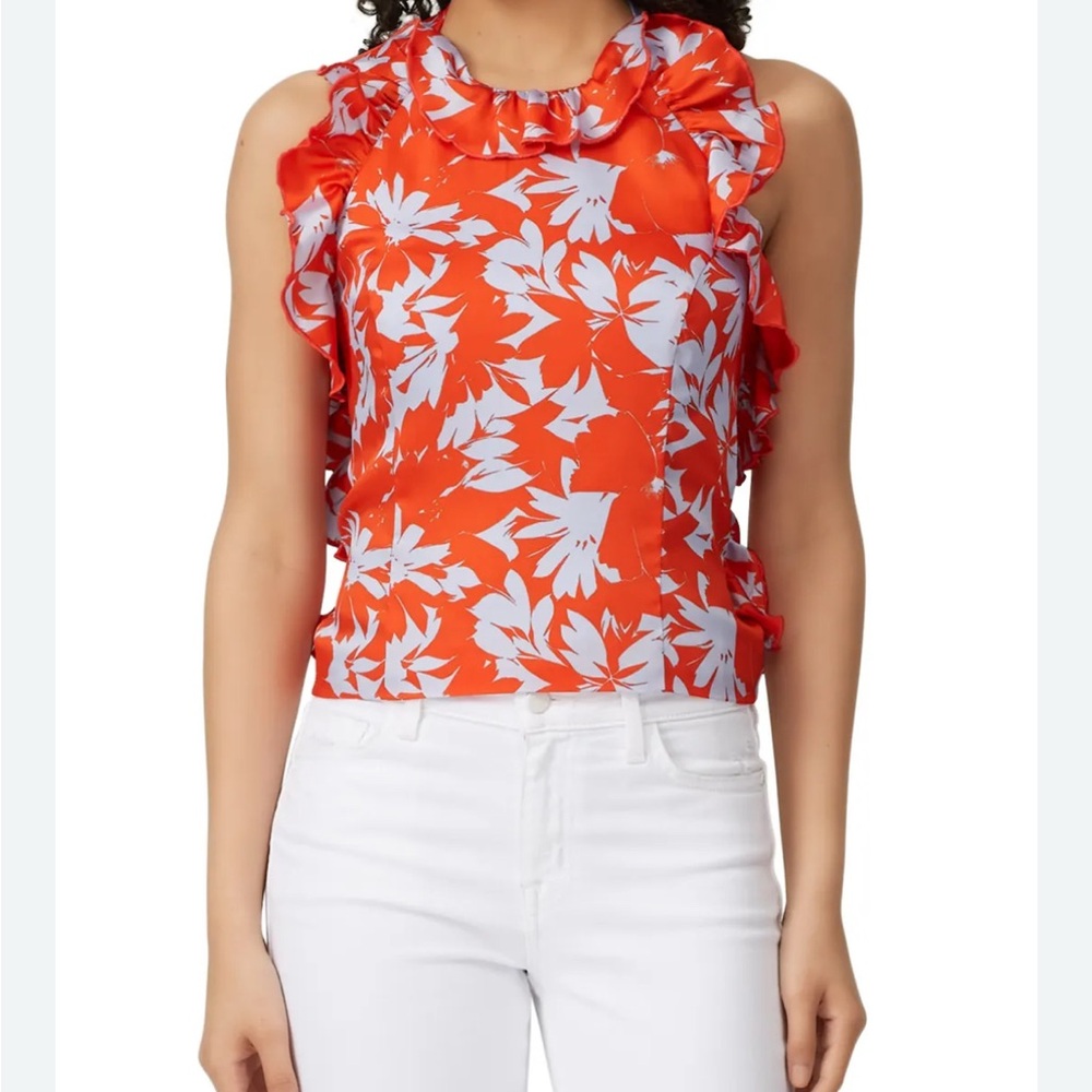 NWT J. Crew Laurent Floral Tank Orange Blue with large bow in back - Large